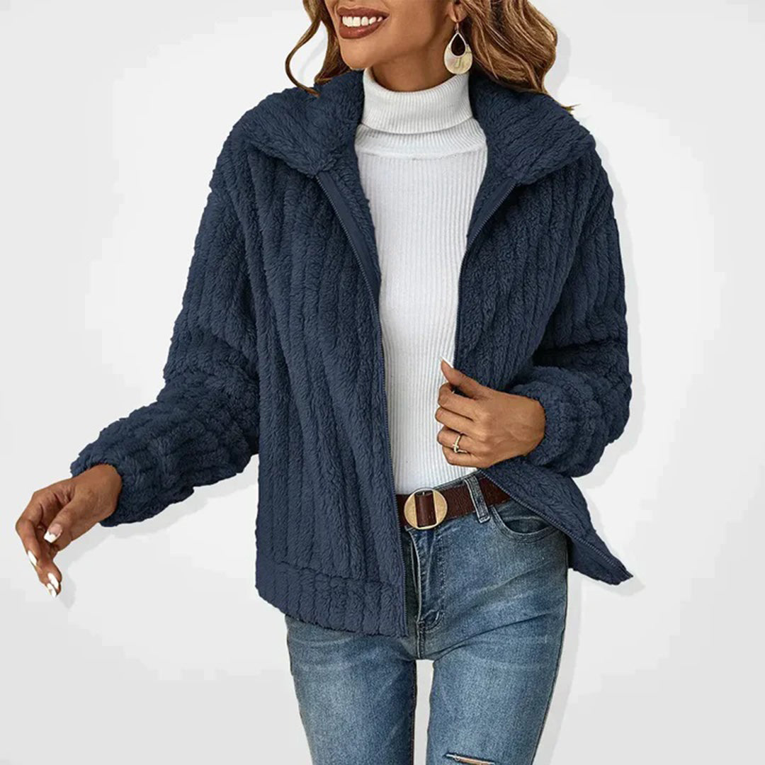 Damski sweter rozpinany z kołnierzem ciepły casual stylowy