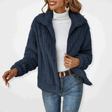 Damski sweter rozpinany z kołnierzem ciepły casual stylowy