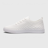 Damskie białe sneakersy z oddychającej dzianiny sznurowane