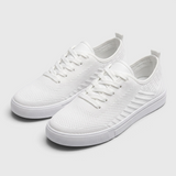 Damskie białe sneakersy z oddychającej dzianiny sznurowane