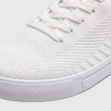 Damskie białe sneakersy z oddychającej dzianiny sznurowane