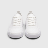 Damskie białe sneakersy z oddychającej dzianiny sznurowane