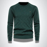 Męski dzianinowy sweter z okrągłym dekoltem, slim fit