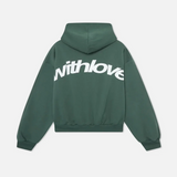 Bluza oversize z kapturem, nadrukiem i kieszenią kangurką