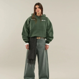 Bluza oversize z kapturem, nadrukiem i kieszenią kangurką