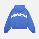 Bluza oversize z kapturem, nadrukiem i kieszenią kangurką