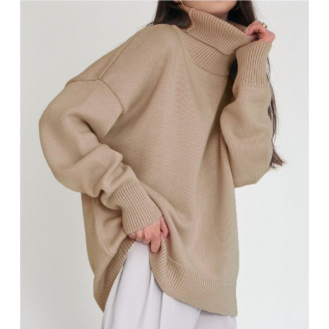 Oversize Sweter Damski z Golfem Miękki na Co Dzień