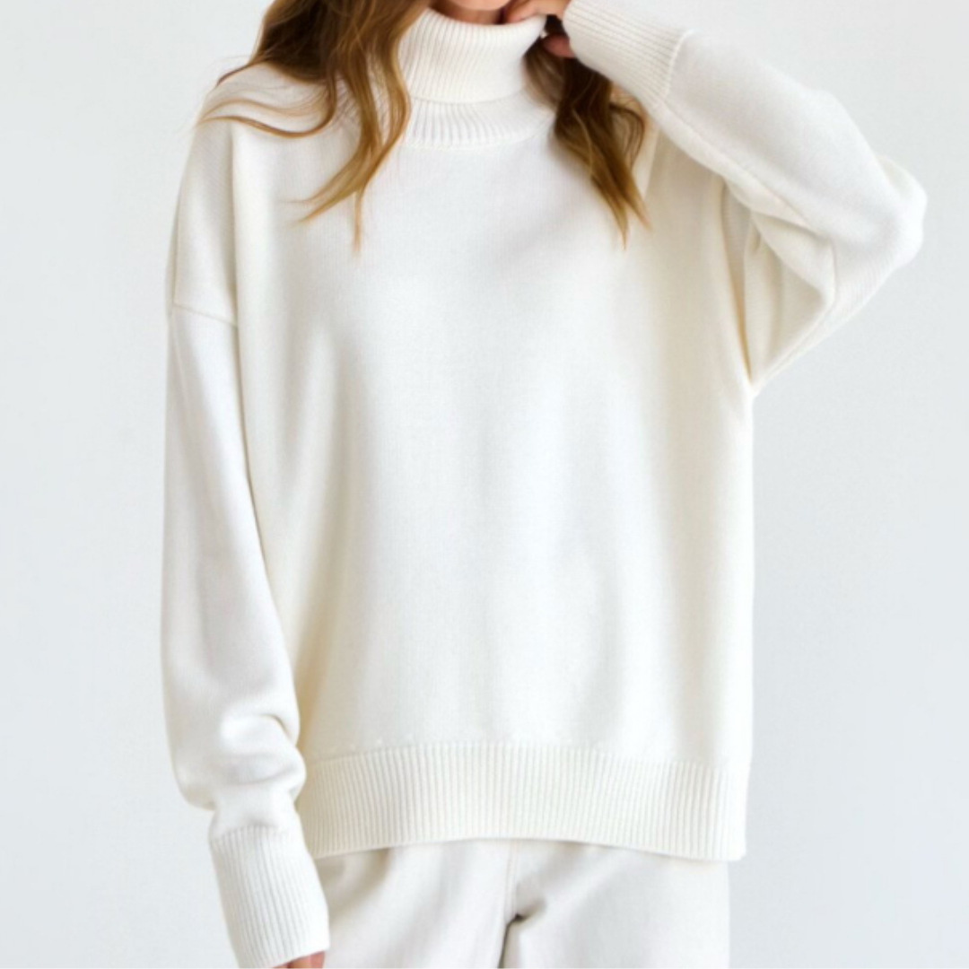 Oversize Sweter Damski z Golfem Miękki na Co Dzień
