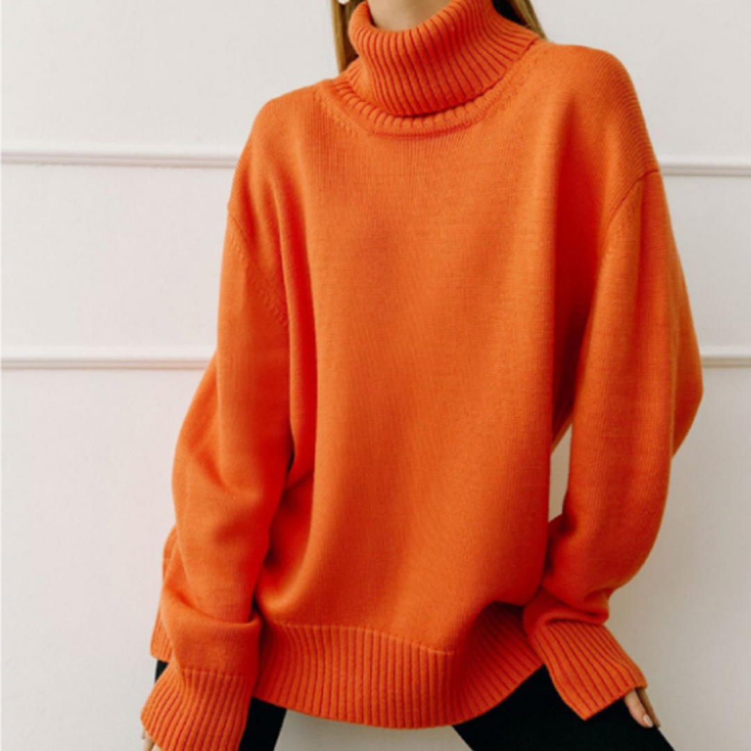 Oversize Sweter Damski z Golfem Miękki na Co Dzień