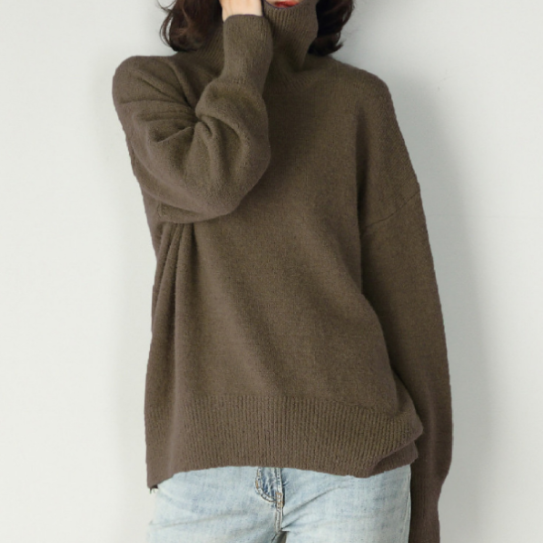 Oversize Sweter Damski z Golfem Miękki na Co Dzień