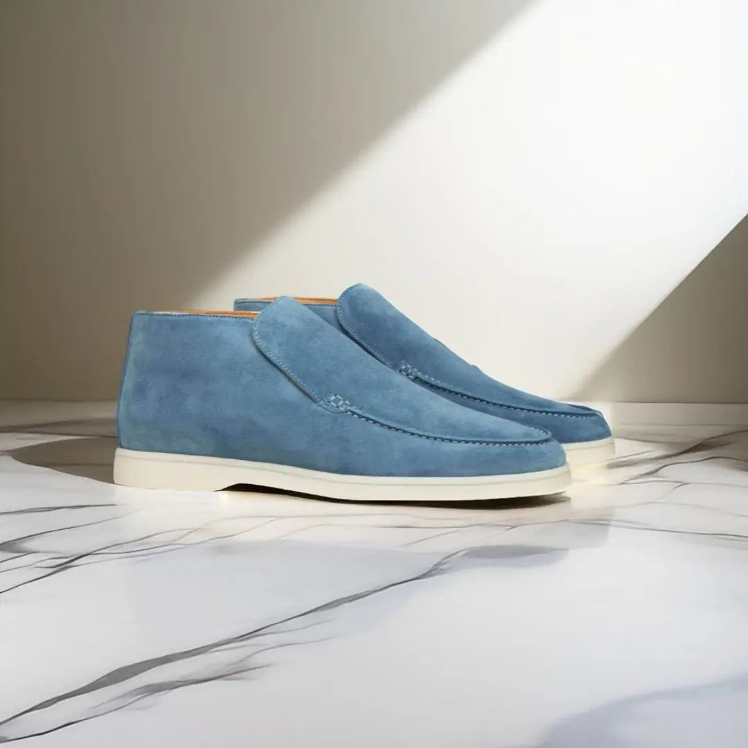 Męskie Loafersy z Zamszu Cielęcego Przeszywane
