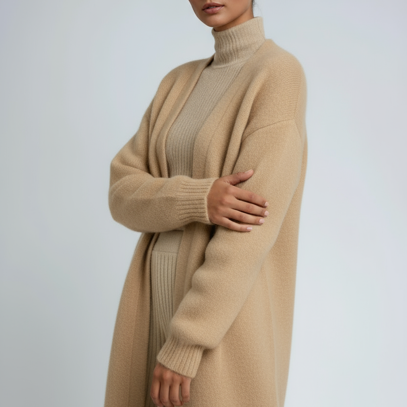 Damski Długi Kardigan Dzianinowy Oversize Elegancki