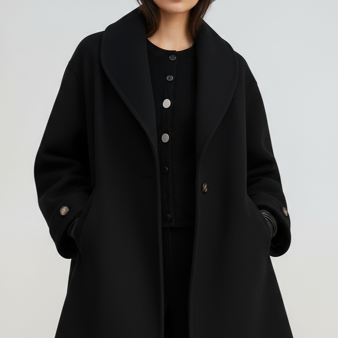 Oversize płaszcz elegancki luźny stylowy ciepły klasyczny