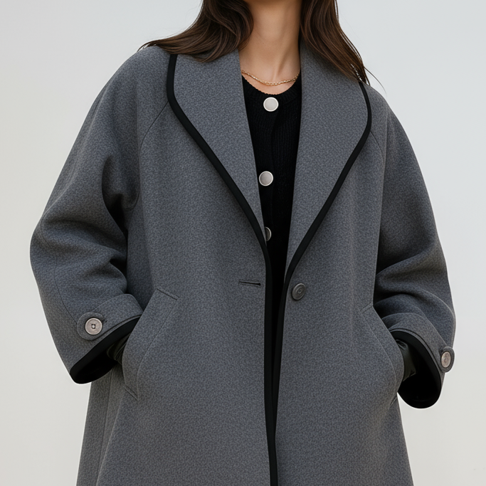 Oversize płaszcz elegancki luźny stylowy ciepły klasyczny