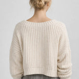 Damski Oversize Sweter Dzianinowy V Neck Miękki Casual