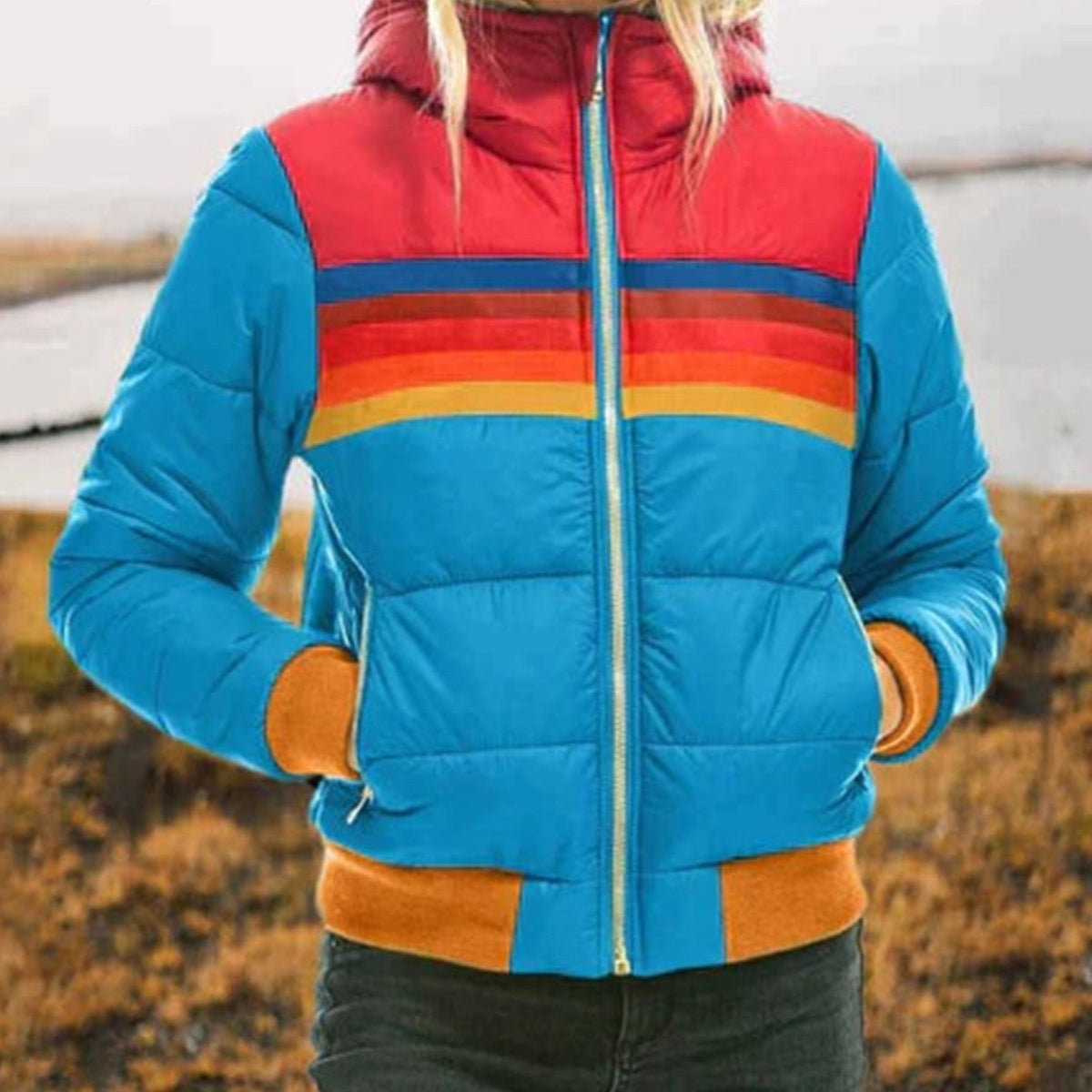 Pikowana Kurtka Outdoorowa w Stylu Retro