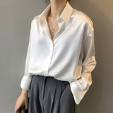 Satynowa Koszula Damska Elegancka Luźny Fason Styl Premium