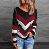 Sweter Damski z Geometrycznym Wzorem w Jodełkę