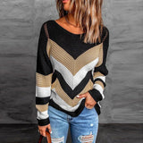 Sweter Damski z Geometrycznym Wzorem w Jodełkę