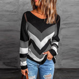 Sweter Damski z Geometrycznym Wzorem w Jodełkę