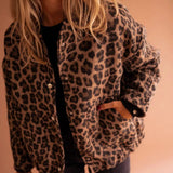 Damska kurtka bomber oversize w panterkę