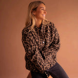 Damska kurtka bomber oversize w panterkę