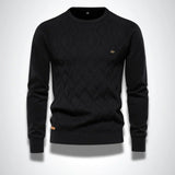 Męski dzianinowy sweter z okrągłym dekoltem, slim fit
