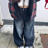 Damskie Jeansy Baggy Szerokie Nogawki Niski Stan Styl Streetwear