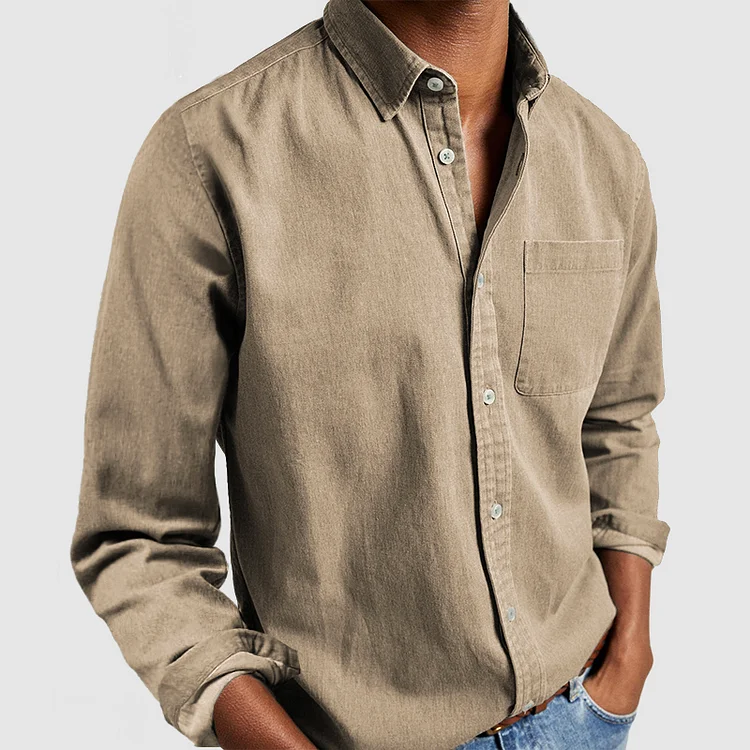 Męska Koszula Casual Slim Fit z Kieszenią Uniwersalny Styl