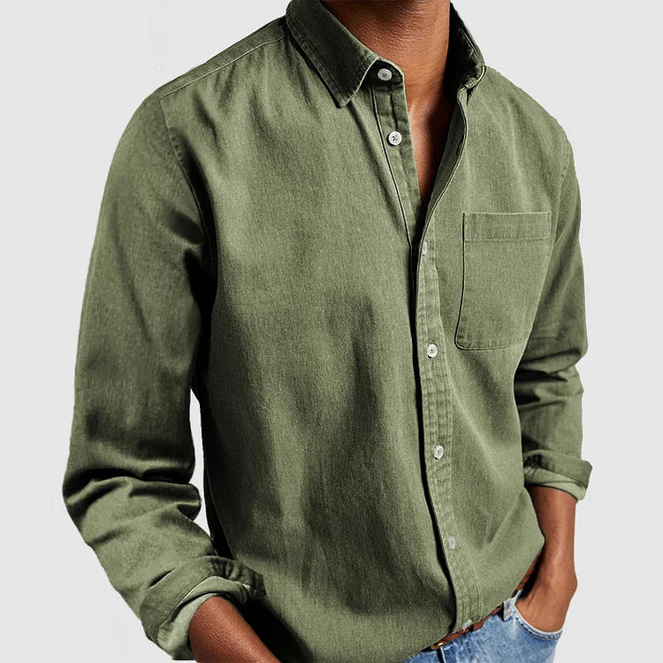 Męska Koszula Casual Slim Fit z Kieszenią Uniwersalny Styl