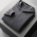 Męski sweter z kapturem z wełny merino
