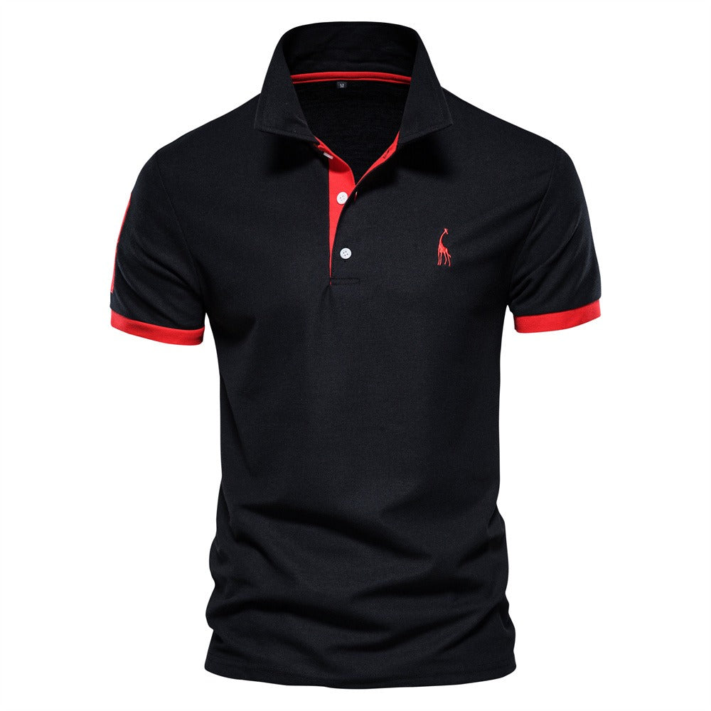 Męska Koszulka Polo Sportowa Slim Fit Kontrastowy Styl