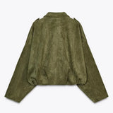 Damska kurtka zamszowa oversize elegancka casualowa modna