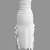 Sukienka Maxi Bandeau z Falbanami