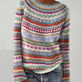Damski sweter Fair Isle z dekoltem w łódkę