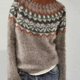 Damski sweter Fair Isle z dekoltem w łódkę