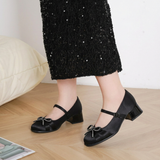 Damskie buty Mary Jane na słupku z kokardką