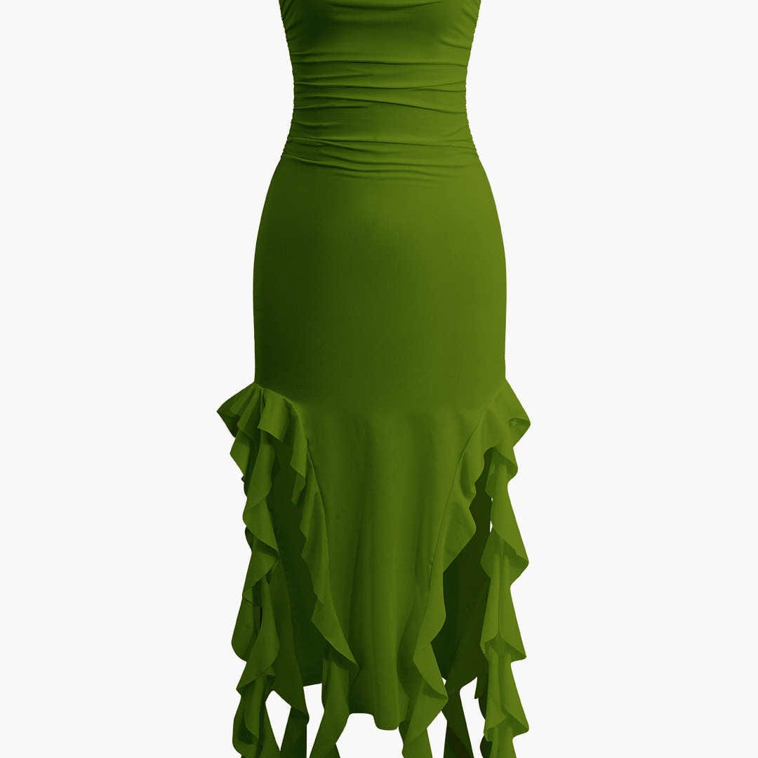 Sukienka Maxi Bandeau z Falbanami