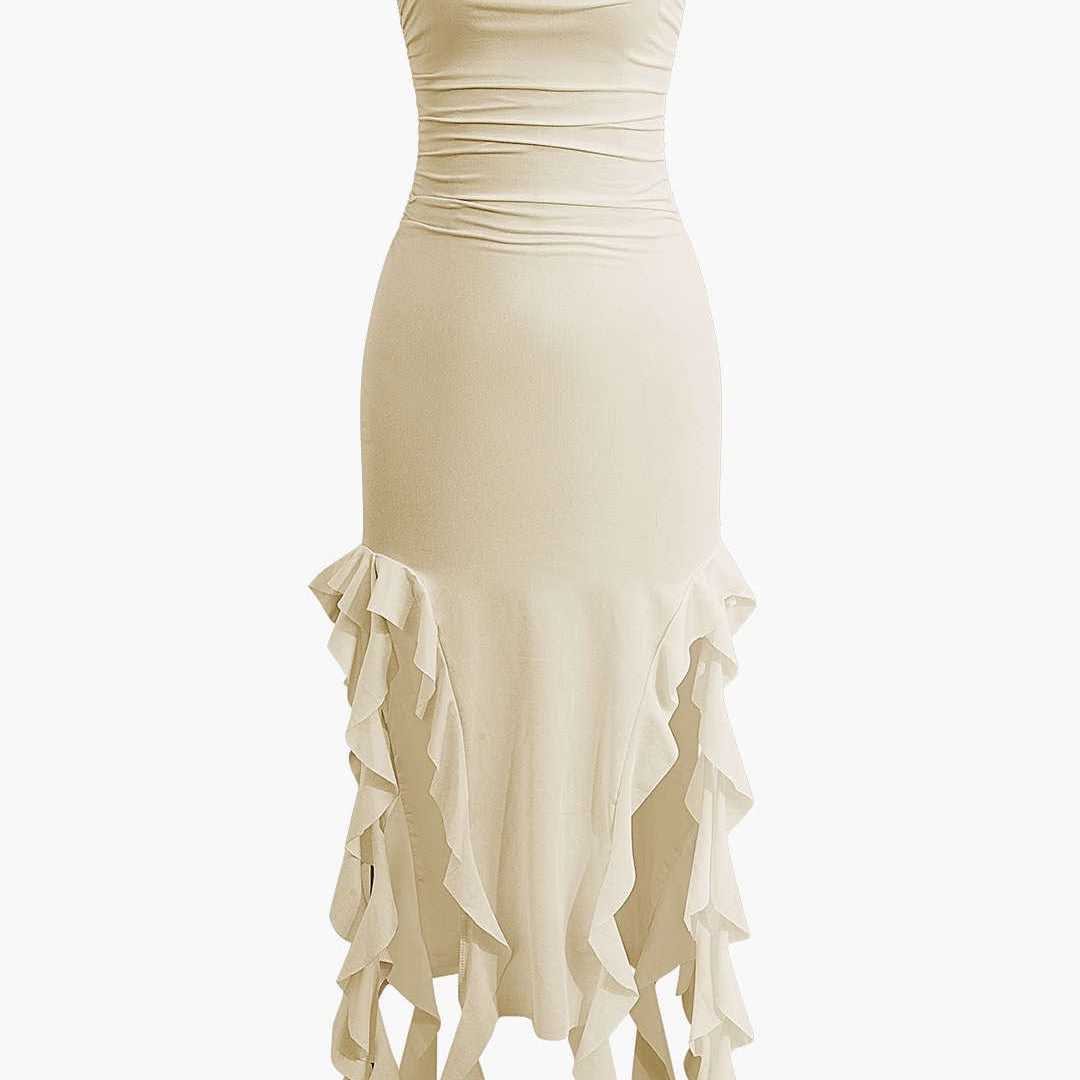 Sukienka Maxi Bandeau z Falbanami