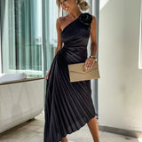 Elegancka sukienka plisowana midi stylowa lekka wieczorowa