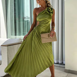Elegancka sukienka plisowana midi stylowa lekka wieczorowa