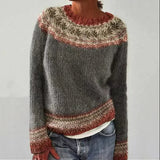 Damski sweter Fair Isle z dekoltem w łódkę