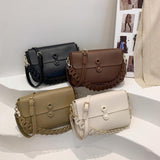 Damska Elegancka Torebka Crossbody z Plecionym Paskiem i Klapką
