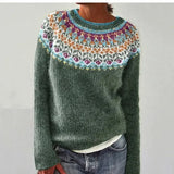 Damski sweter Fair Isle z dekoltem w łódkę