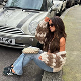 Kardigan oversize wzorzysty ciepły stylowy sweter casual
