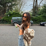 Kardigan oversize wzorzysty ciepły stylowy sweter casual