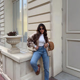 Kardigan oversize wzorzysty ciepły stylowy sweter casual