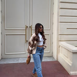 Kardigan oversize wzorzysty ciepły stylowy sweter casual