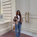 Kardigan oversize wzorzysty ciepły stylowy sweter casual
