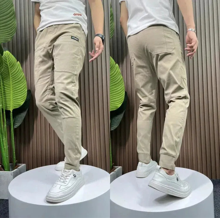 Męskie spodnie bojówki z elastycznym pasem
